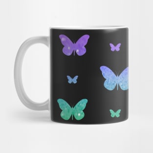 Purple Teal Ombre Faux Glitter Butterflies Mug